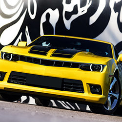 Luxury sport yellow car. Speed and modern style